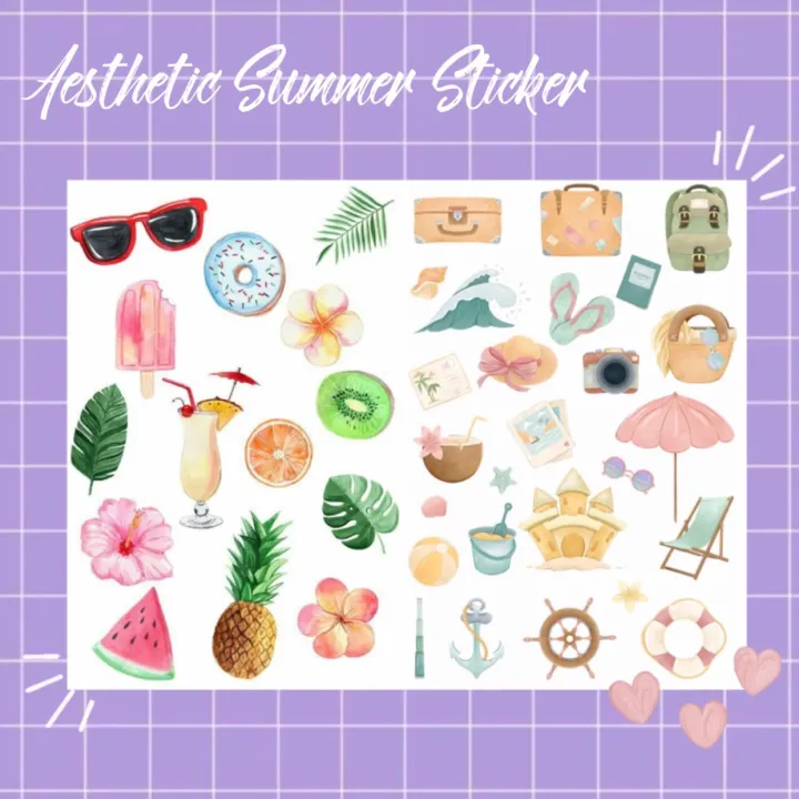 14 25pcs Aesthetic Summer Sticker Pack Die Cut Lazada Ph