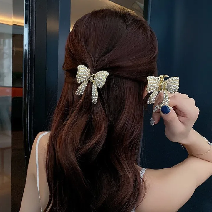 New Vintage Popular Pearl Rhinestone Bow Hair Clip Korean Style Hair Pin  for Woman Girl Butterfly Hairpin Elegant Alloy Hair Claw Clips Hair  Accessories | Lazada PH