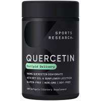 Sports Research Quercetin Supplement w/Coconut MCT Oil - Supports Antioxidant Activity, Heart &amp; Immune Health for Women &amp; Men - Quercetin 500mg, w/Out Bromelain - Quercitain, Quercitin 120 Softgels