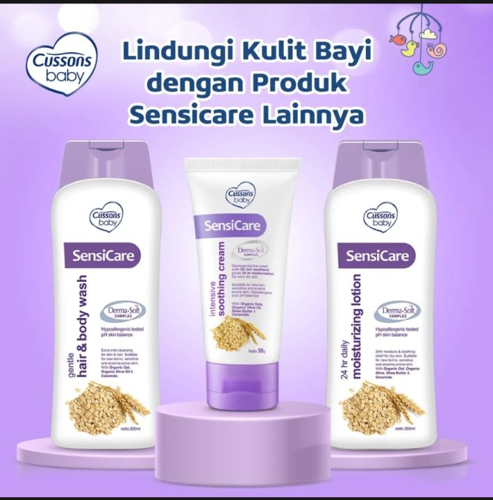 cussons sensicare soothing cream, lotion atau body wash sabun 200 ml