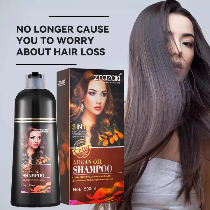 500ml Black Hair Dye Shampoos Brown Hair Fashion Color Covering Hair ...