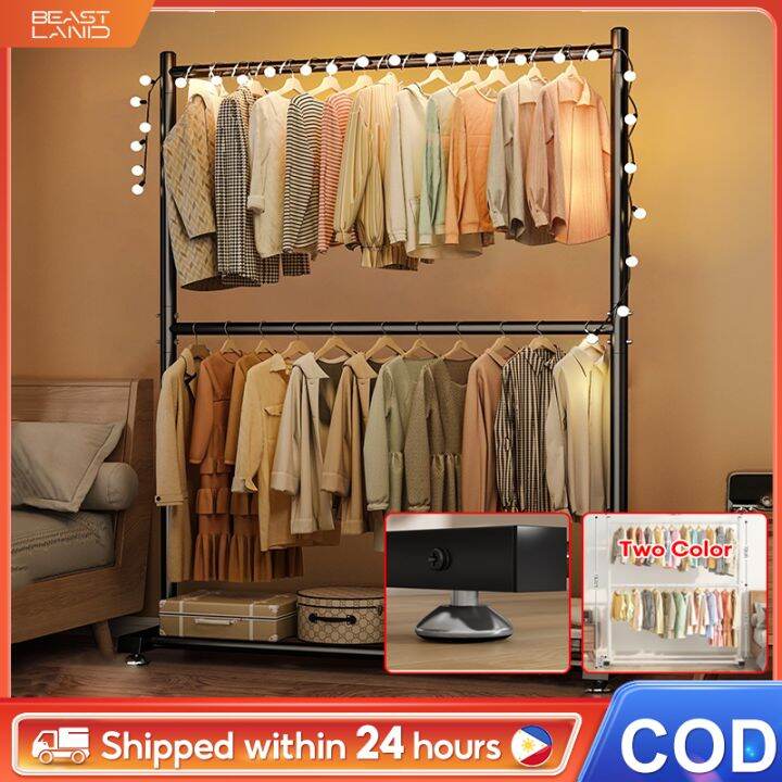 60150CM Clothes Rack Double Rod Metal Clothes Hanger Stainless Steel