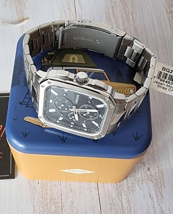 นาฬิกา-fossil-multifunction-silver-tone-stainless-steel-watch-bq2655-ตัวเรือน-สีเงิน-หน้าปัดดำ-ขนาด-42-mm