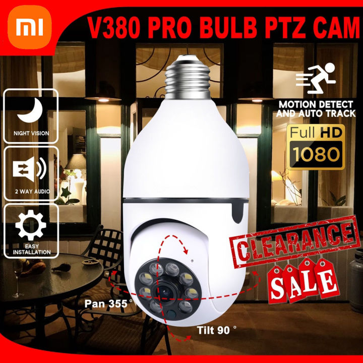 Light Bulb Camera PTZ WiFi 360 Degree Panoramic IP Camera, Surveillance  CCTV Cameras with Night Vision Human Motion Detection and Alarm (with 32 GB