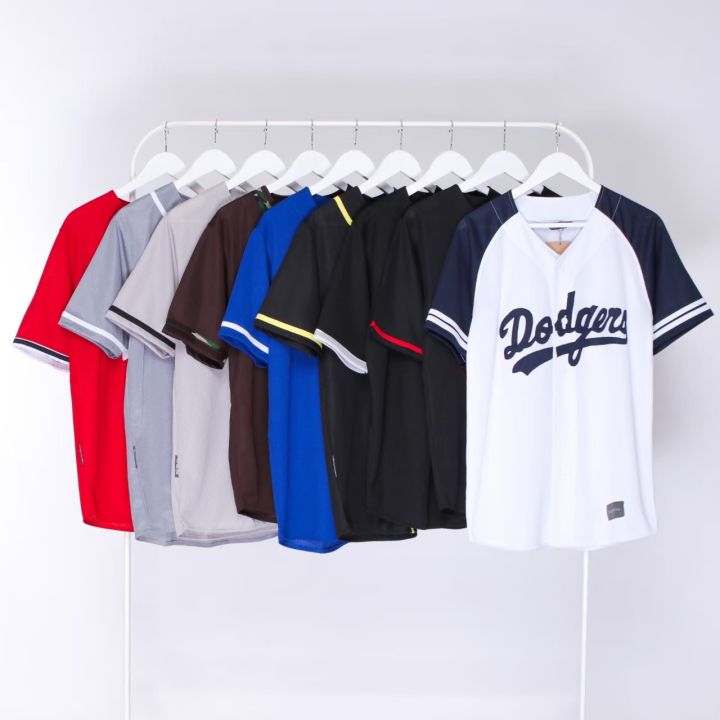 Baju Sport Jersey Baseball dodgers navy list merah Pria Wanita