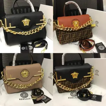 Gianni Versace Medusa Logo Handbag Black Gold KNOCKOFF Purse Designer Bag