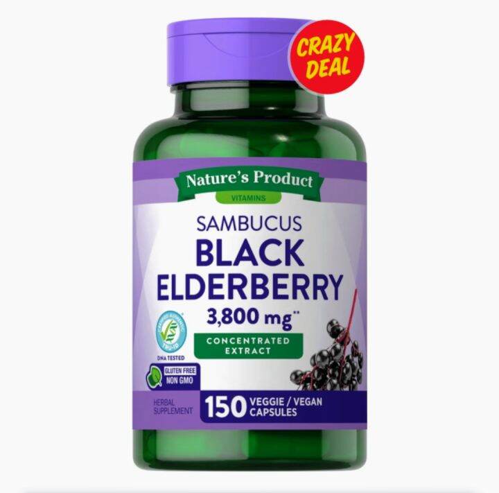 Sambucus Black Elderberry , 3800 mg, 150 Veggie Capsules sambucol black