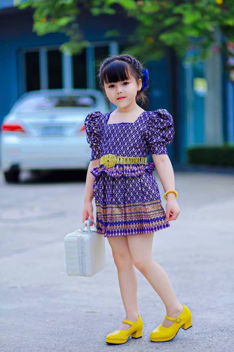 สินค้าพร้อมส่ง-ชุดไทยประยุกต์-ชุดไทยเด็กสวยๆ-ชุดไทยเด็ก-2-8-ปี-ซี