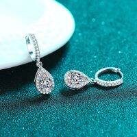 ต่างหูเพชร Moissanite 2 กะรัต น้ำ D-VVS1 เงินแท้ 92.5% -P7268