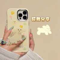 Wansheng เคสโทรศัพท์มือถือลายภาพสีน้ำมันลายชีสติดโบว์รูปสุนัขน่ารักสำหรับ iphone14promax iPhone 13เคสป้องกันซิลิโคนกันกระแทกไอเดียสร้างสรรค์แบบใหม่สำหรับผู้หญิง14Pro 12 14PM