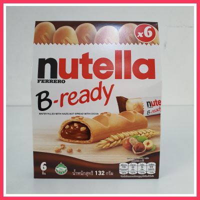 นูเทลล่าบี-เรตี้(เวเฟอร์สอดไส้โกโก้ผสมเฮเซลนัท)nutella ferrero B-ready น้ำหนักสุทธิ 132 กรัม/6ชิ้น