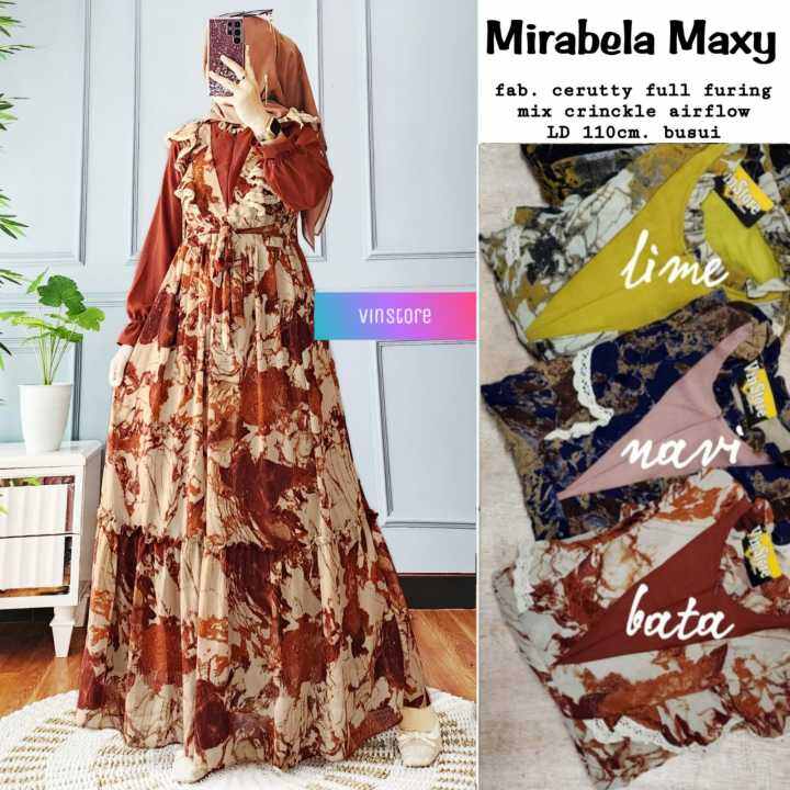 Baju Muslim Maxi Lengan Panjang BerkerutMIRABELLA MAXI Lazada Indonesia