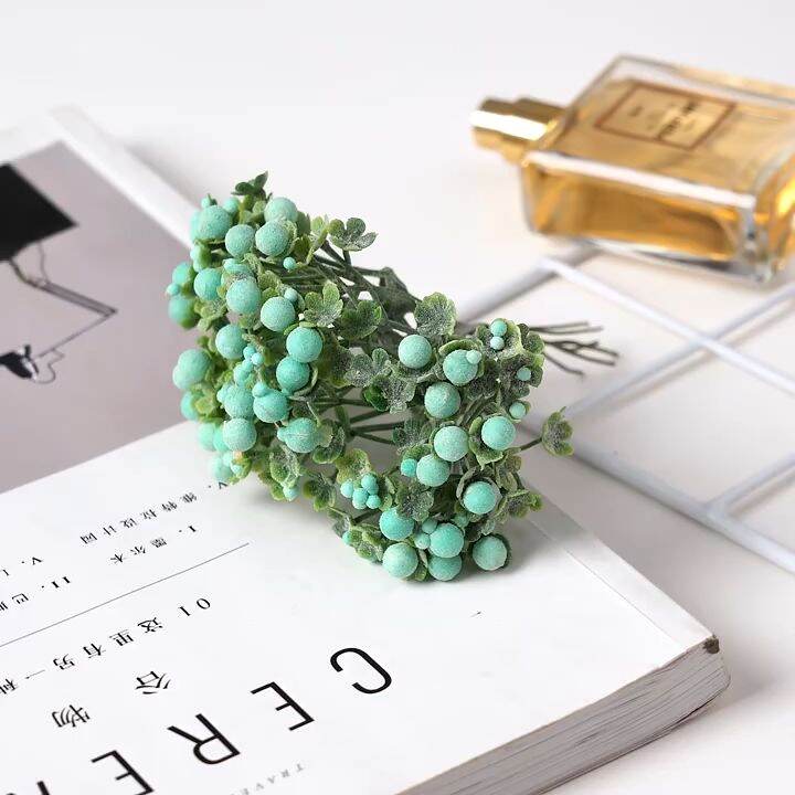 1 Bundle (6pcs） Artificial Flowers Mini Foam Ball Grass with Forest