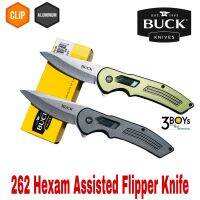 Buck 262 Hexam Assisted Flipper มีด 3.33"ใบมีด Satin Drop Point, ด้ามจับอลูมิเนียม เรียบหรูทันสมัย