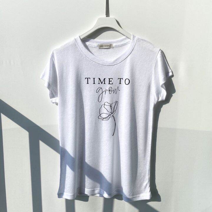 เสื้อยืดสกรีนอักษร-time-to-grow-อก-36-ยืดได้ถึง-42