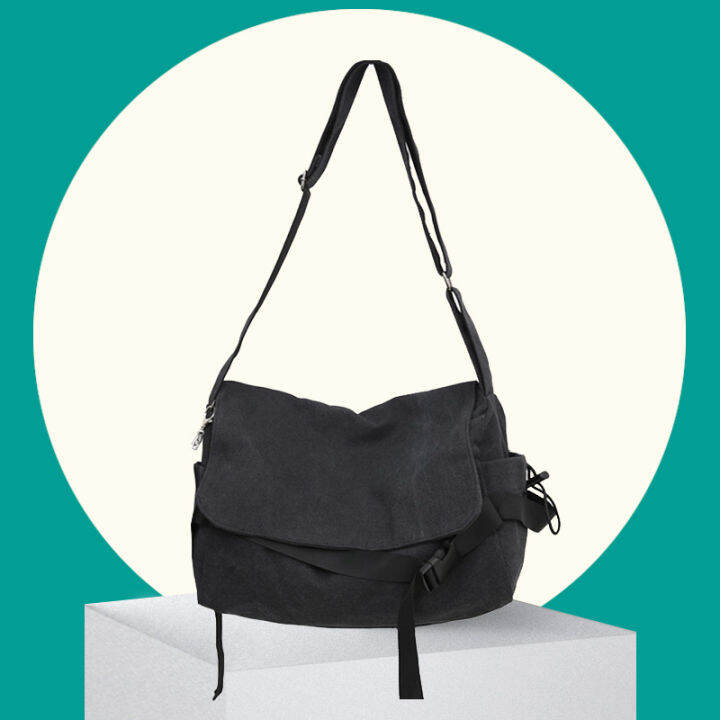 MYD Korean style men's large capacity crossbody bag canvas shoulder bag