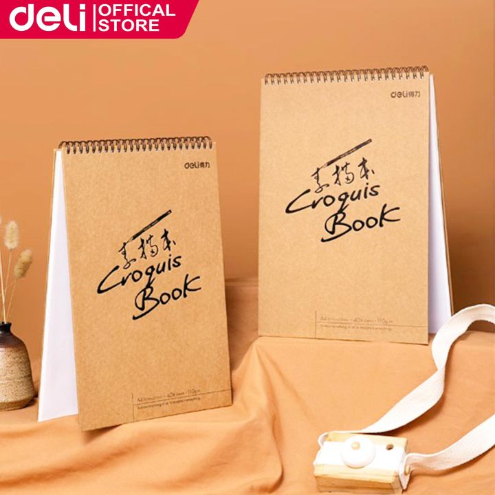 Deli A4/16K/8K Sketchbook Thick Paper Sketchbook Spiral Art School Supplies  Pencil Drawing Notepad 73357