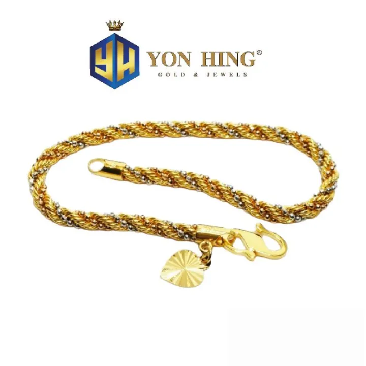 Rantai Tangan Ekor Kucing 2 Tone / 3 Tone Emas 916 Yon Hing | Lazada