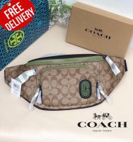 กระเป๋าคาดอก Coach Track Belt Bag In Signature Canvas With Coach Patch