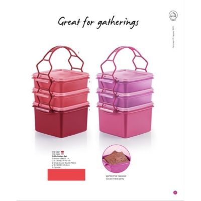 Tupperware Triffin Delight Set ปิ่นโตทัพเพอร์แวร์ แบบสามชั้น สีหวานสดใส ฝาปิดแน่นสนิท พกพาสะดวก