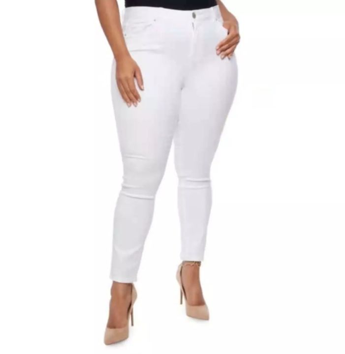 Plus Size White Denim Jeans Skinny Stretch Pants for Women | Lazada PH