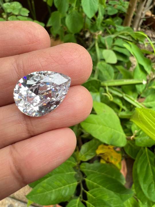 เพชรรัสเซีย-cubic-zirconia-สีขาว-white-รูป-pear-9x7-mm-gemstone-2-pcs