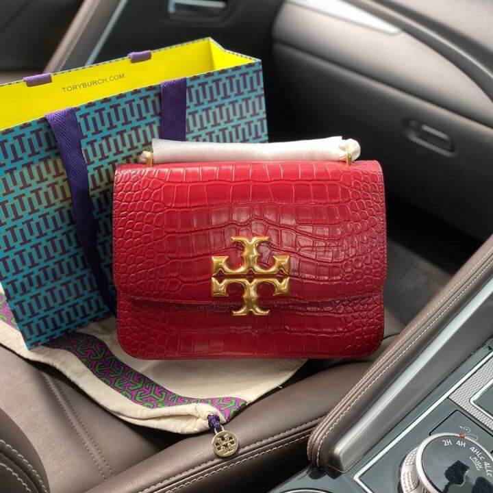 งานช็อป 💕 Tory Burch Eleanor CrocodileEmbossed Chain Shoulder Bag