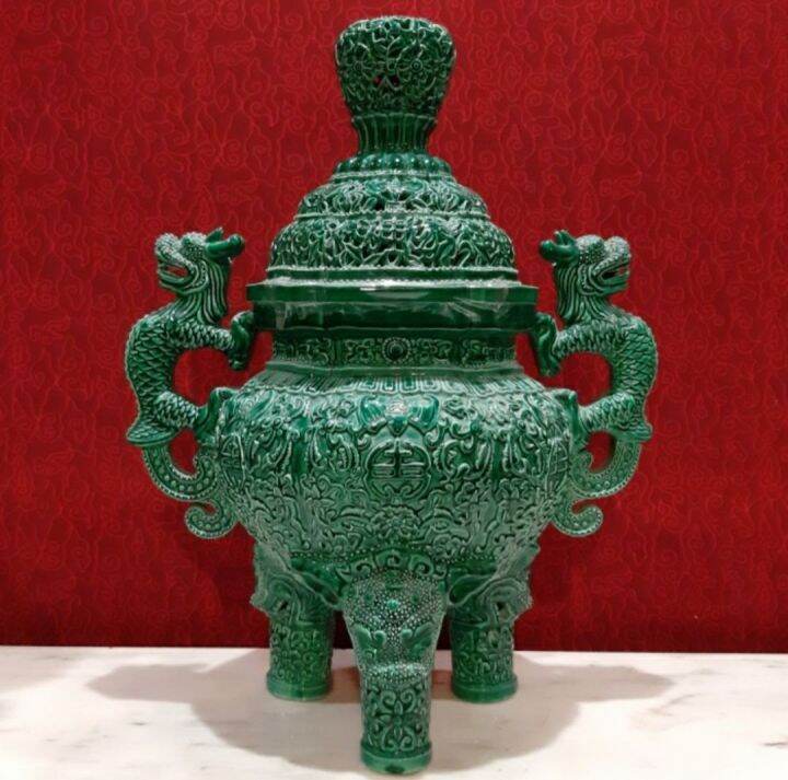Guci Antik Hijau Full Ornamen Motif Barong & Naga | Lazada Indonesia