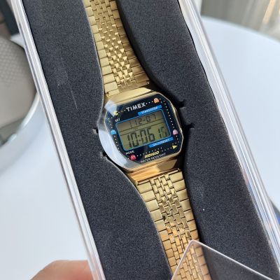 ✨ของแท้100%✨ นาฬิกาข้อมือ สีทอง TIMEX T80 X PAC-MAN 34mm Watch
