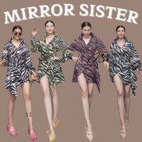 ?ป้าย MiRRoRSiSTER เดรสลายม้าลายสุดชิคอกไขว้ทับกัน