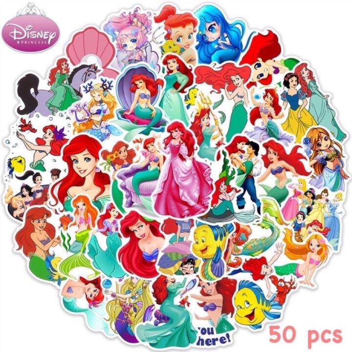 sticker-mermaid-373-เจ้าหญิง-ariel-50ชิ้น-disney-เจ้าหญิงดิสนี่ย์-ดิสนี-นางเงือก-ราพันเซล-เอลซ่า-เบลล์-frozen-แอเรียล