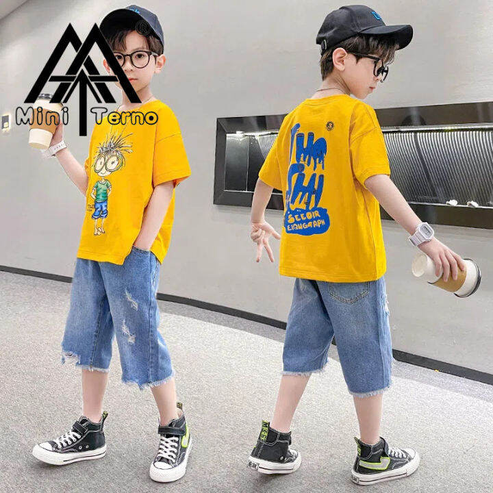 MINITERNO 2023 boys summer suit new fried street short sleeve two ...