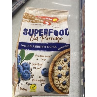 Familia Superfood Oat Porridge Blueberry &amp; Chia 350 g. แฟมิเลีย พอริจ บลูเบอร์รี่ &amp; เชีย ธัญพืชอบกรอบ ผสมบลูเบอร์รี่และเมล็ดเชีย
