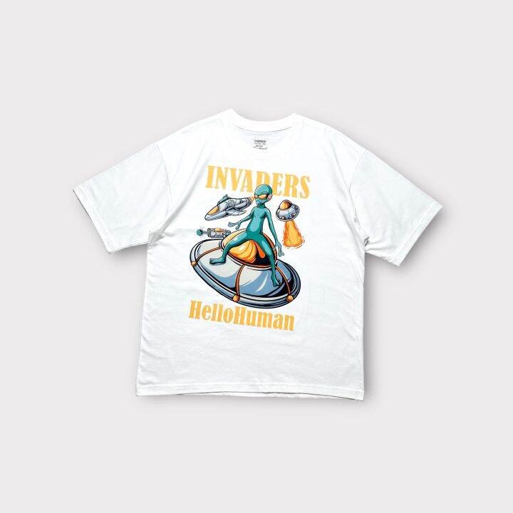 เสื้อยืดoversize-ufo-invaders-ผ้าcoton100-พรีเมี่ยม