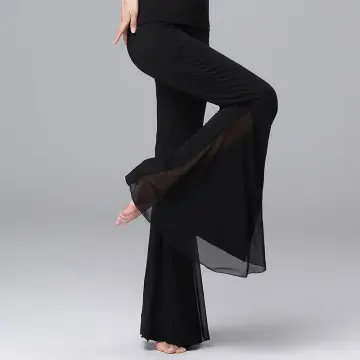 Buy Tribal Belly Dance Pants Black High Waist Elastic Practice Dance Pants  for Women (Black) at