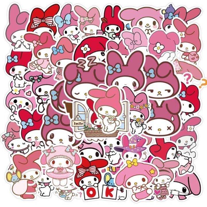 sticker-สติ๊กเกอร์-mymelody-h-53-มายเมโลดี้-50ชิ้น-kuromi-คุโรมิ-hello-kitty-ซานริโอ้-คิตตี้-sanrio-มายเม-เมโลดี้-mymelody-สติกเกอ-สติ๊กเกอร์สีชมพู-สติ๊กเกอร์โทนสีชมพู-สติ๊กเกอร์น่ารัก-สติ๊กเกอร์มายเม