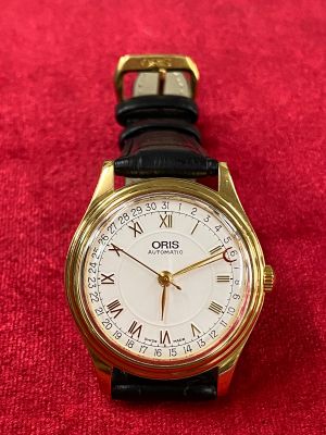 ORIS ก้ามปู 17 jewels Automatic นาฬิกาชาย ตัวเรือน 34.5มม หนา 11 มม หัวสายแท้ นาฬิกาของแท้รับประกันจากผู้ขาย 6 เดือน