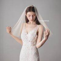 Veil Bridal veil  เวล ผ้าคุลมเจ้าสาว แบบสั้น 55 - 60 ซม. สีขาวและสีครีม  พร้อมส่ง รูปสินค้าจริง