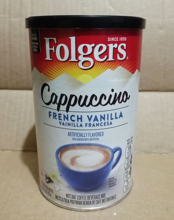 Folgers Cappuccino French Vanilla Instant Coffee Beverages Mix 453g