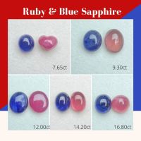 RBB005 Ruby &amp; Blue Sapphire พลอยทับทิม คู่ พลอยไพลิน พลอยแท้ พลอยธรรมชาติ พร้อมใบรับประกันสินค้าจากทางร้าน