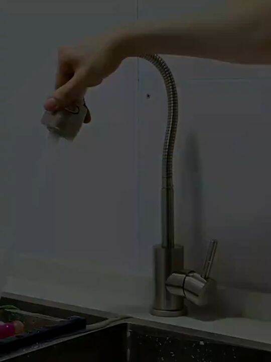 304 Stainless Steel Wall Mounted Universal Kitchen Faucet Two Effluent