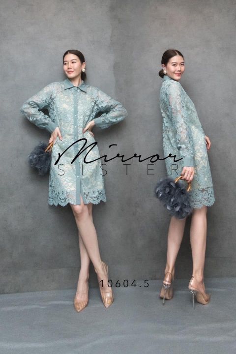 mirrorsister-10604-5-เดรสเชิ้ตผ้าลูกไม้-เดรสลูกไม้-ชุดลูกไม้-เดรสเชิ๊ต-เดรสสั้น-มินิเดรส-ชุดทำงาน-ชุดไปเที่ยว