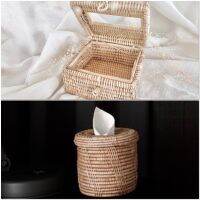 กล่องใส่ทิชชูแบบกลมและเหลี่ยม Rattan Wicker Tissue Box with Lid