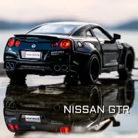 โมเดลรถโลหะผสมรถสปอร์ต Nissan Nissan Nissan GTR จำลอง1:32รถของเล่นเด็กดึงกลับโมเดลรถ