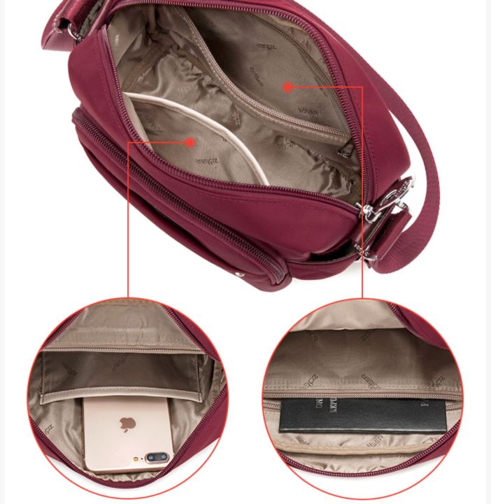 zoger-brand-กระเป๋าสะพายข้างผู้หญิง-ผ้าไนล่อนoxford-สวย-งานเบา-สีดำและแดง-กว้าง4-ยาว9-สูง7-1390