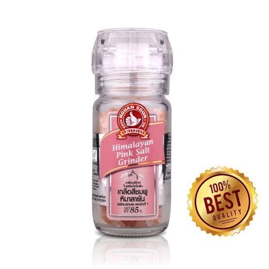 เกลือหิมาลายัน สีชมพู ไม่เสริมไอโอดีน (Himalayan pink Salt Grinder) ง่วนสูน ตรามือที่ 1 ขวดฝาบด 85g