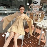 FLAT2112 FF0422  : CAMI IN CAPRI DRESS เดรสสั้น เดรสระบาย เดรสแขนสม็อค เดรสผ้าคอตตอน