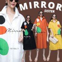 ?MiRRoRSiSTER 10706.1 เดรสเชิ้ต แต่งปะวงกลมสลับสีเพิ่มความโดดเด่นสดใส