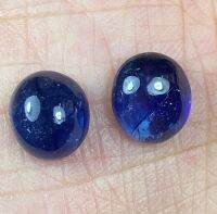 ไพลินสีน้ำเงินธรรมชาติ 6.5cts คู่หลังเบี้ย 8x7.4mm 6.5cts natural blue sapphire cabochon pair 8x7.4mm