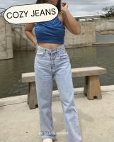 Cozy jeans กางเกงยีนส์เอวสูง ทรงกระบอกใหญ่ สียีนส์อ่อน